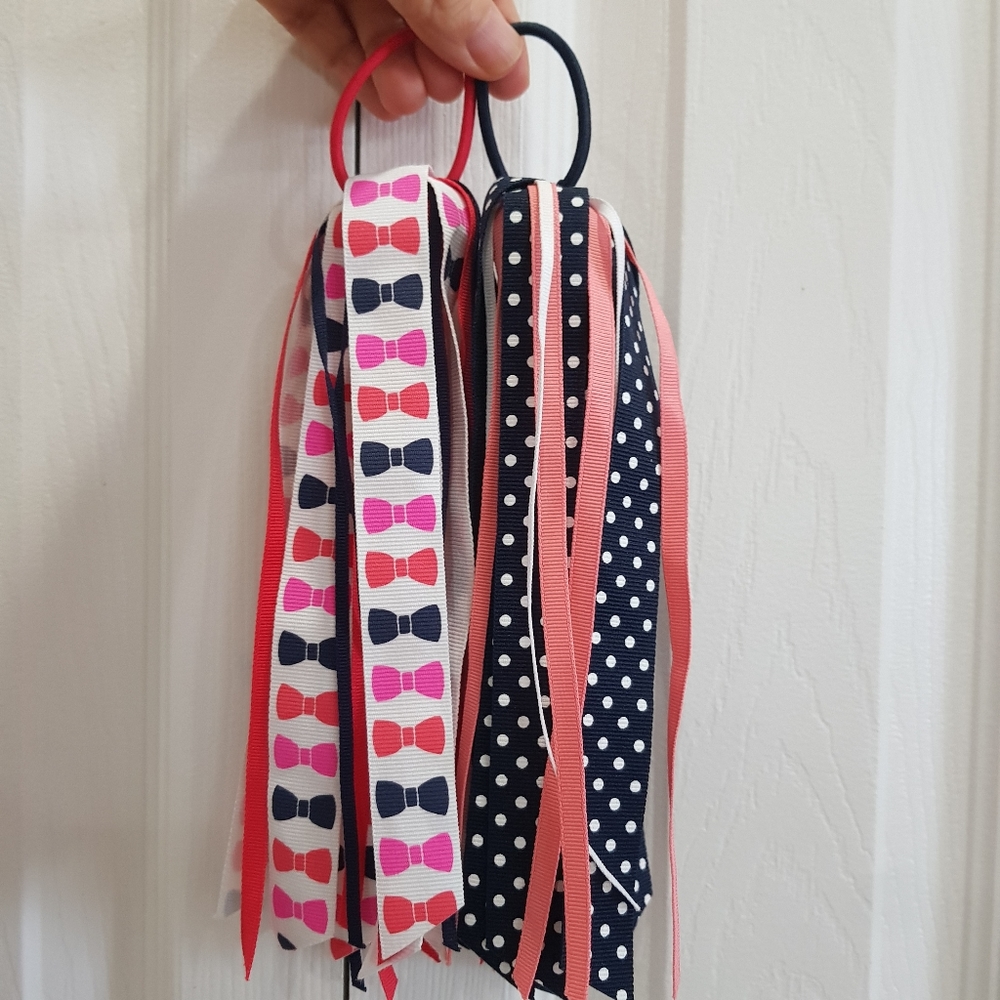 SOLD  NWOT 2 GYMBOREE Ponytail Holder Hair Ties Stripes Polka Dots Ribbons